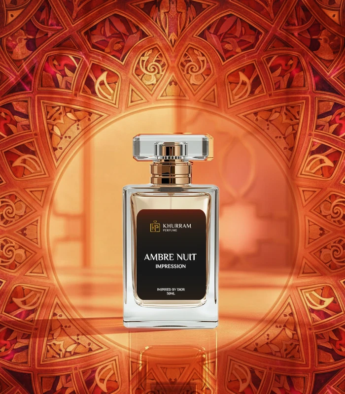 Ambre Nuit Perfume Impression 50ml Ambre Nuit Perfume Impression 50ml – unisex oriental fragrance bottle with luxury background